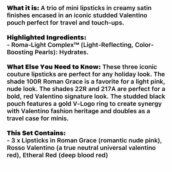 Valentino Minirosso Lipstick Trio Set from Sephora Review New Limited edition VALENTINO Mini Rosso Lipstick Trio in a bag you can use it